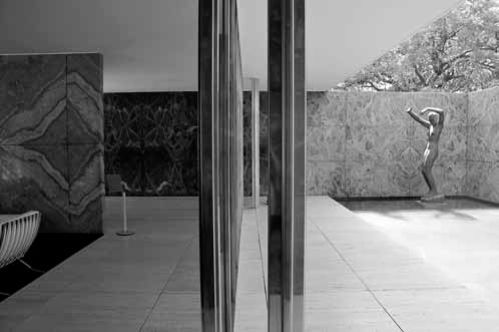 The German pavilion at the 1929 Barcelona International Exposition, Ludwig Mies van der Rohe (here a precise reconstruction of 1986)